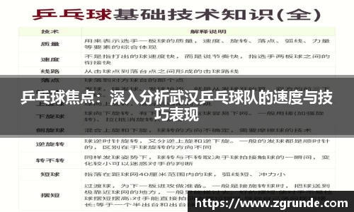 乒乓球焦点：深入分析武汉乒乓球队的速度与技巧表现